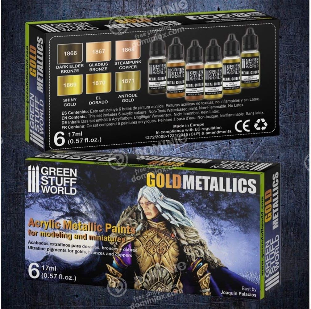 Water Based Acrylic Paint Metal Color Set - Gold (6 Pack)