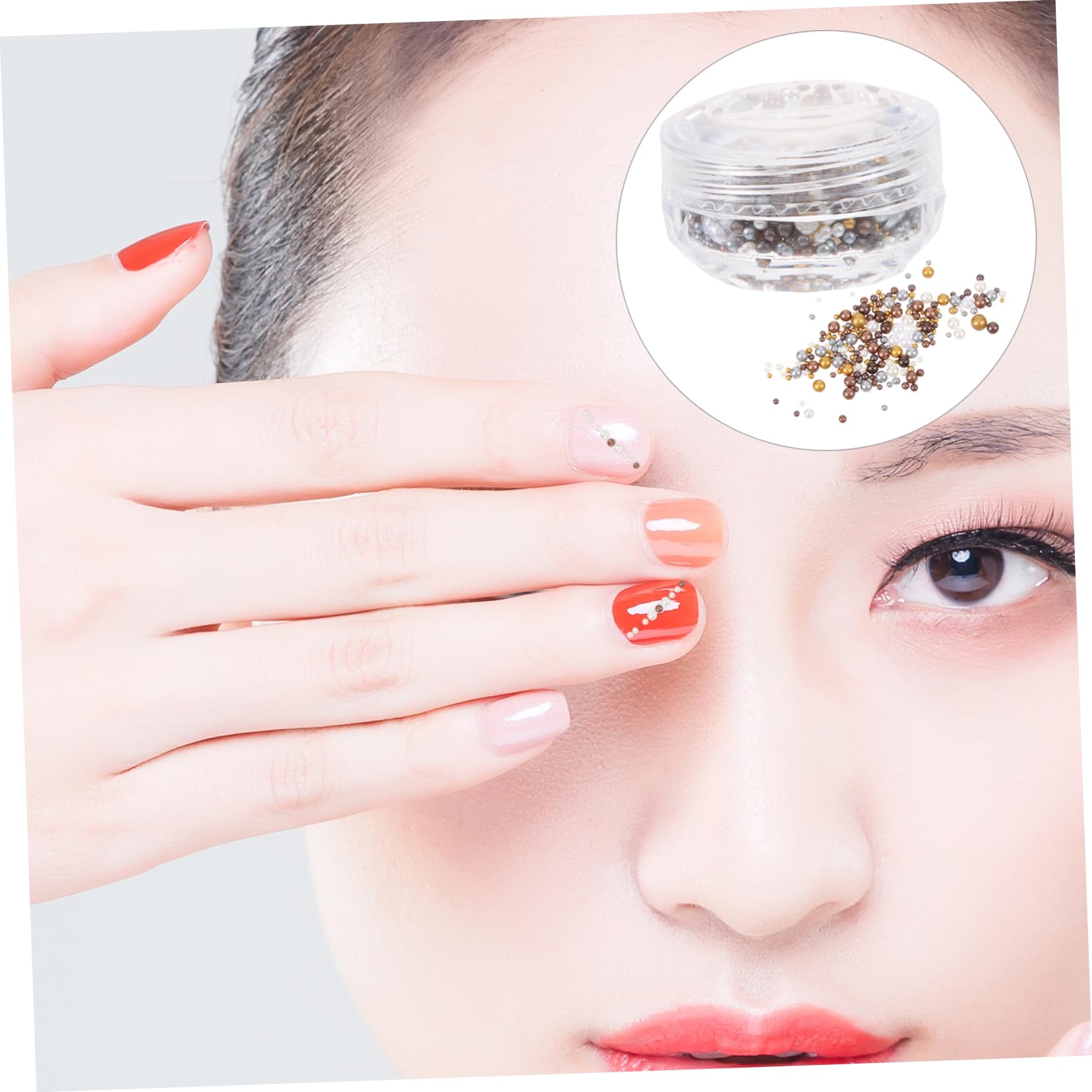 HAPINARY DIY Nail Charms Round Nail Pearls in Colors Decorative Nail Art for Festivals and Weddings