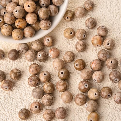 Miniatura 2 de 100 cuentas redondas sueltas de ágata natural de 0.315 pulgadas con agujero para collares, pulseras, aretes, con cordón elástico de cristal gratis