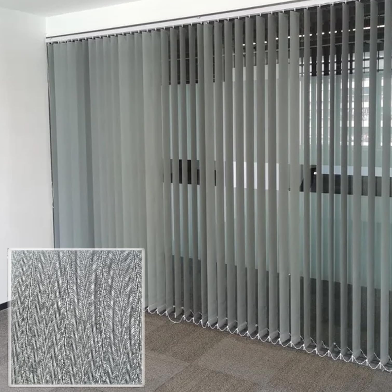 tow000ack Blackout Vertical Blinds Complete Set,Vertical Slats Blinds Grey,Translucent Light Fitering,Privacy Protection Fabric Curtains for Doors & Windows,Custom,Width x Height (120cm x 140cm)