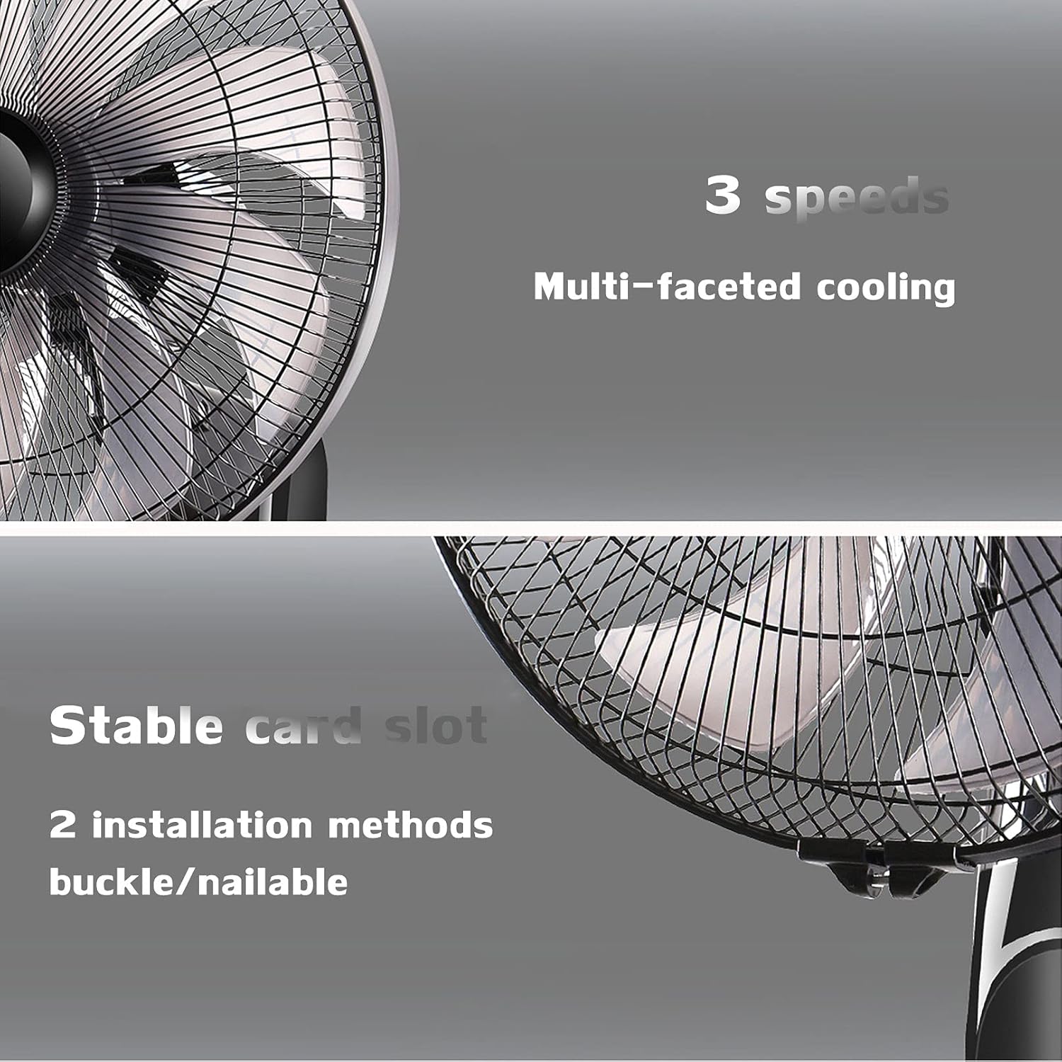 ADASP Wall Mount Fan, Oscillating Fan, 16 Inch, 5 Blades, 3 Speeds, Knob Control, for Bedroom Home Kitchen Office,Black
