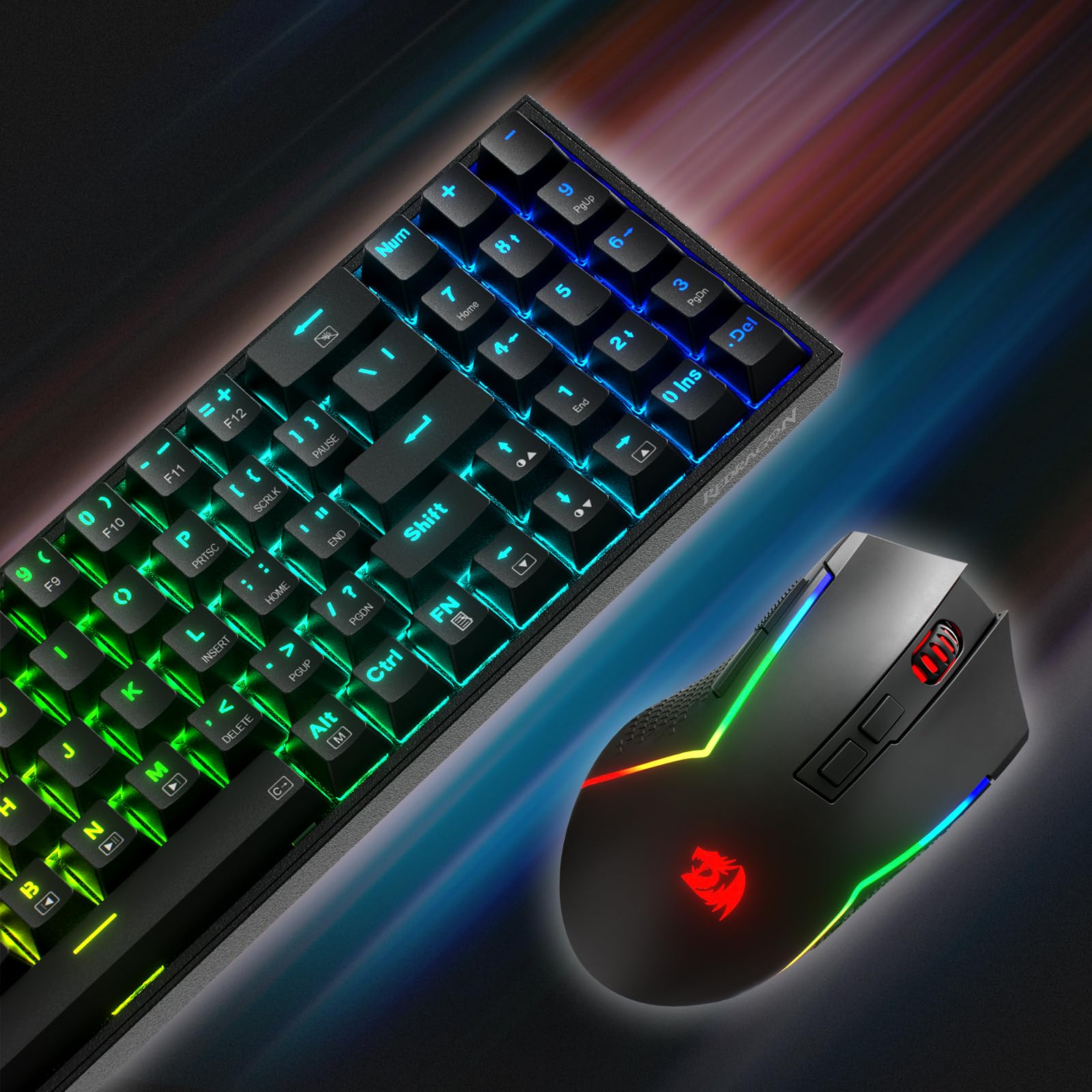 Redragon BS136 Gaming-Tastatur- und -Maus-Kombination, 75% K628 Tri-Mode-kabellose mechanische RGB-Tastatur und 8000-DPI-Maus-Paket