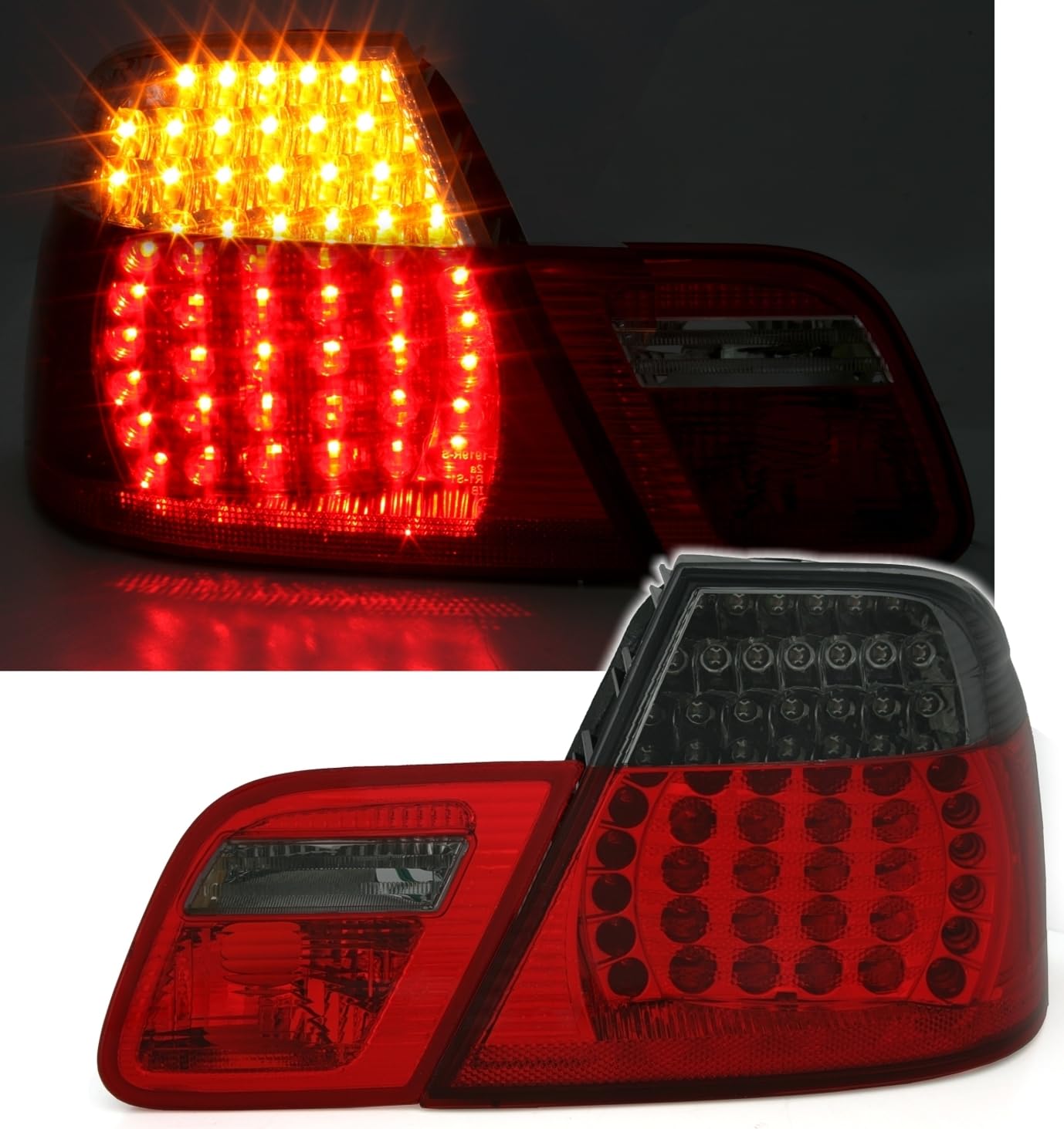 Juego de faros traseros LED en rojo y negro.