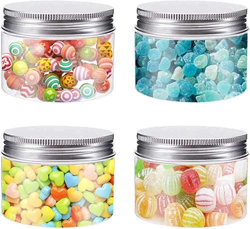 Miniatura 5 de Bekith Paquete de 20 tarros de plástico transparente de 4 onzas con tapas de rosca, recipientes pequeños redondos recargables sin BPA para