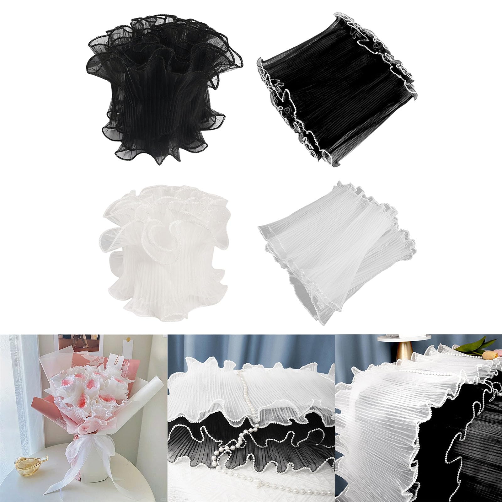 6 fogli, confezione di fiori, bouquet di carta, confezione floreale, filo a maglia con bordi di perle, per matrimonio, fai da te, festa della mamma