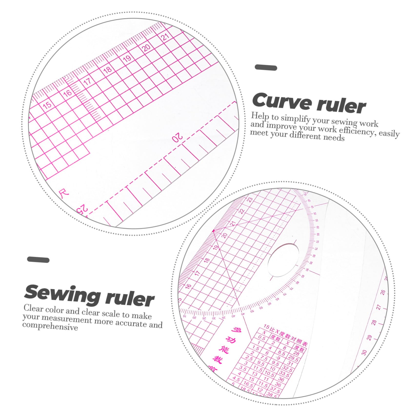 Juego de 9 Reglas de Costura de Pvc para Patrones y Corte