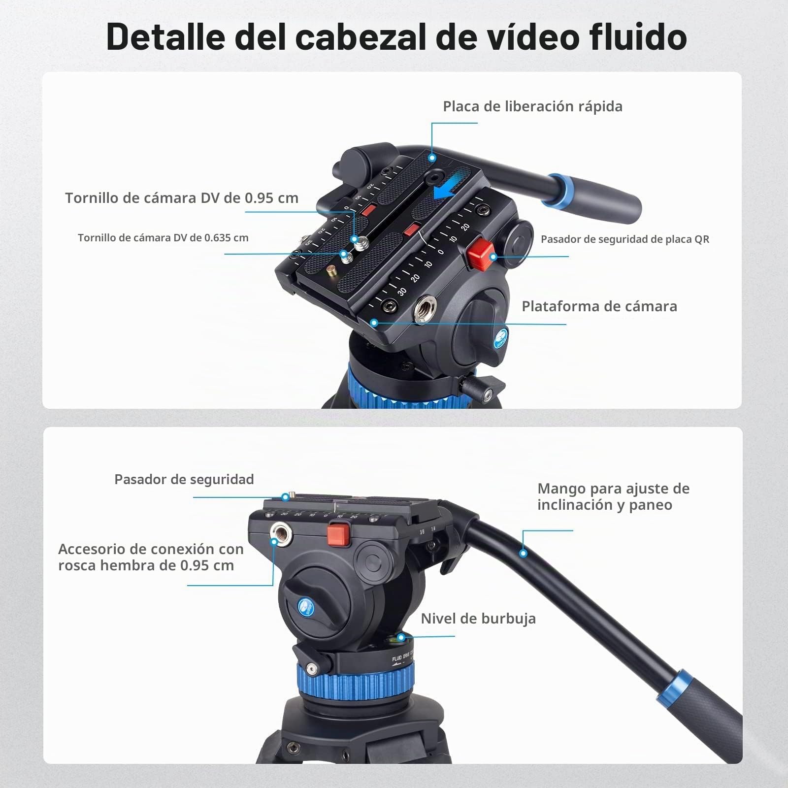 SIRUI 190cm Trípode de Vídeo, 190cm Vídeo Trípode, Trípode Profesional Resistente con Cabezal de Amortiguación de Fluido Ajustable para DSLR, Videocámara, Cámara, Carga Máxima 10kg AM-25S