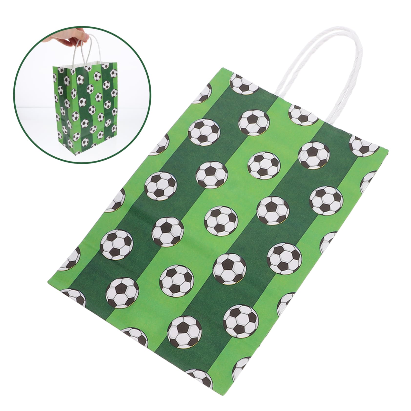ibasenice 60stücke Fußball-muster Papiertüten Mit Griffen Robuste Und Mitgebsel-taschen Für Fußball-partys Kindergeburtstage Shower Und Mehr