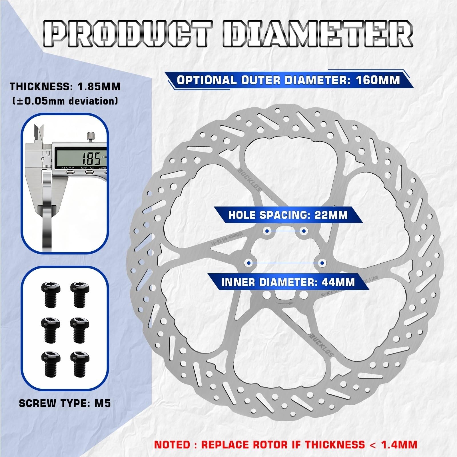 Pinzas de pistones de freno Rotor de freno de disco 140mm 160mm 180mm 203mm frenos hidráulicos de bicicleta disipación de calor rotores de carretera Mtb(180MM-2PC)