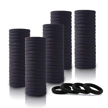 100PCS Black Hair Ties for Women Girls, Seamless Thick Black Hair Band, Elastic Hair Ties No Damage Ponytail Holder black 100pcs