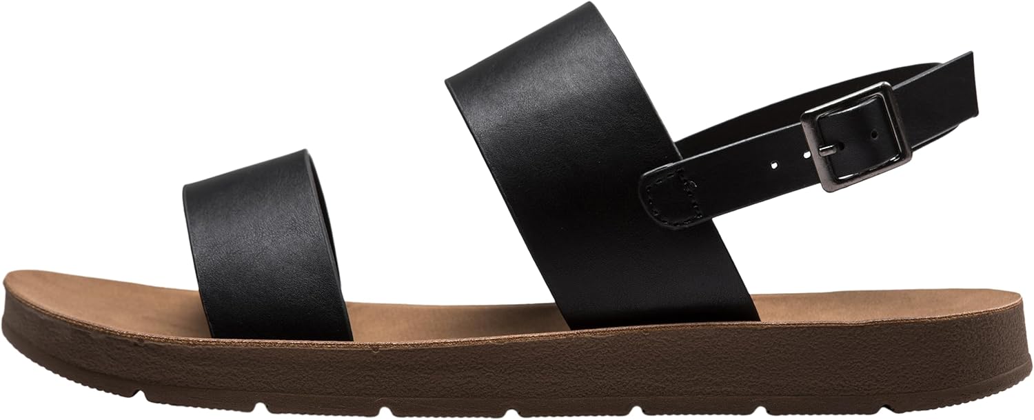 Alpine Swiss Beth Womens Sandals | Flat Two Strap Buckle Summer Shoes | Comfortable Everyday Footbed Slides | Casual Slip On Sandals for Women - Image 3
