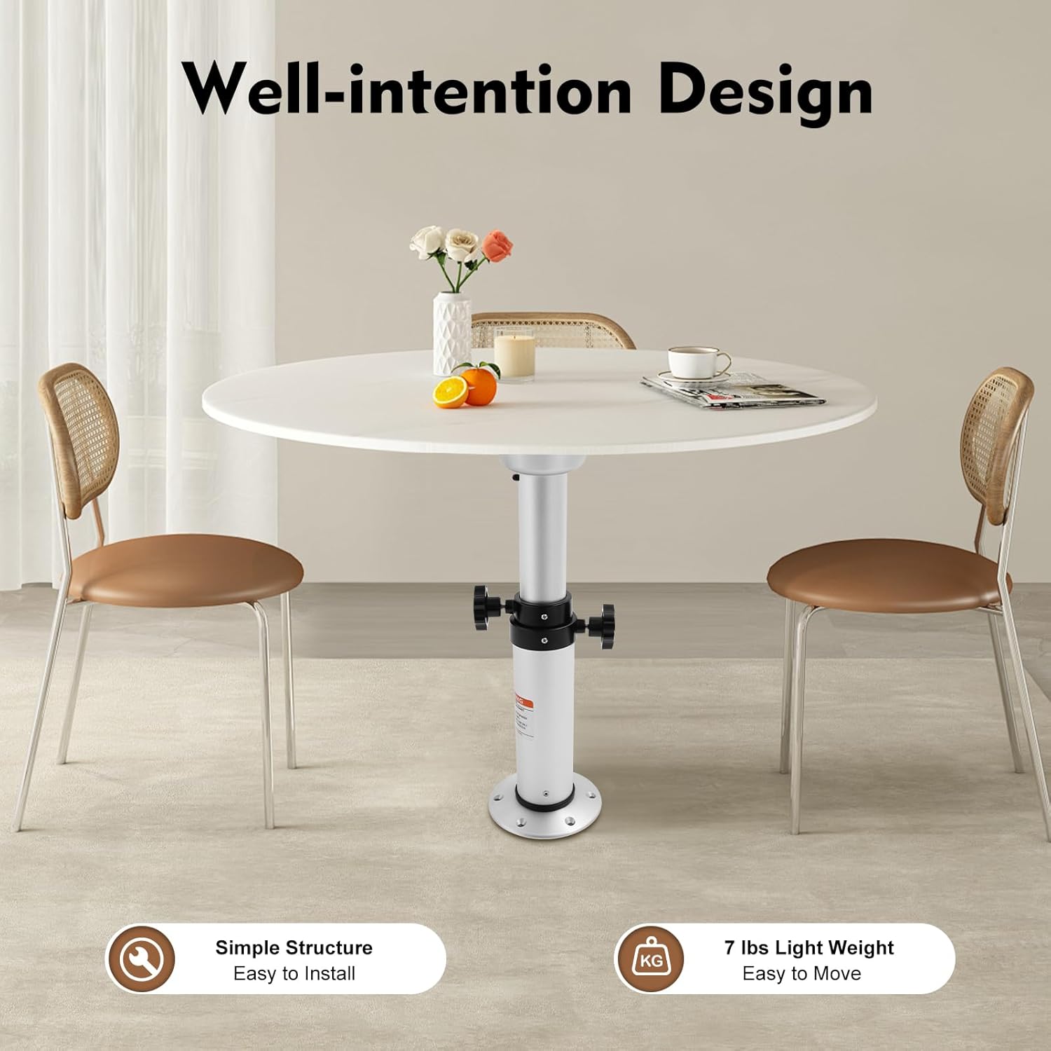 Adjustable Table Pedestal, Detachable Table Base Stand Leg, Base Mount Frame,Aluminum Alloy Table Base Kit, for RV Marine Boat Marine Yacht,16.93-29.13 inch Height Range