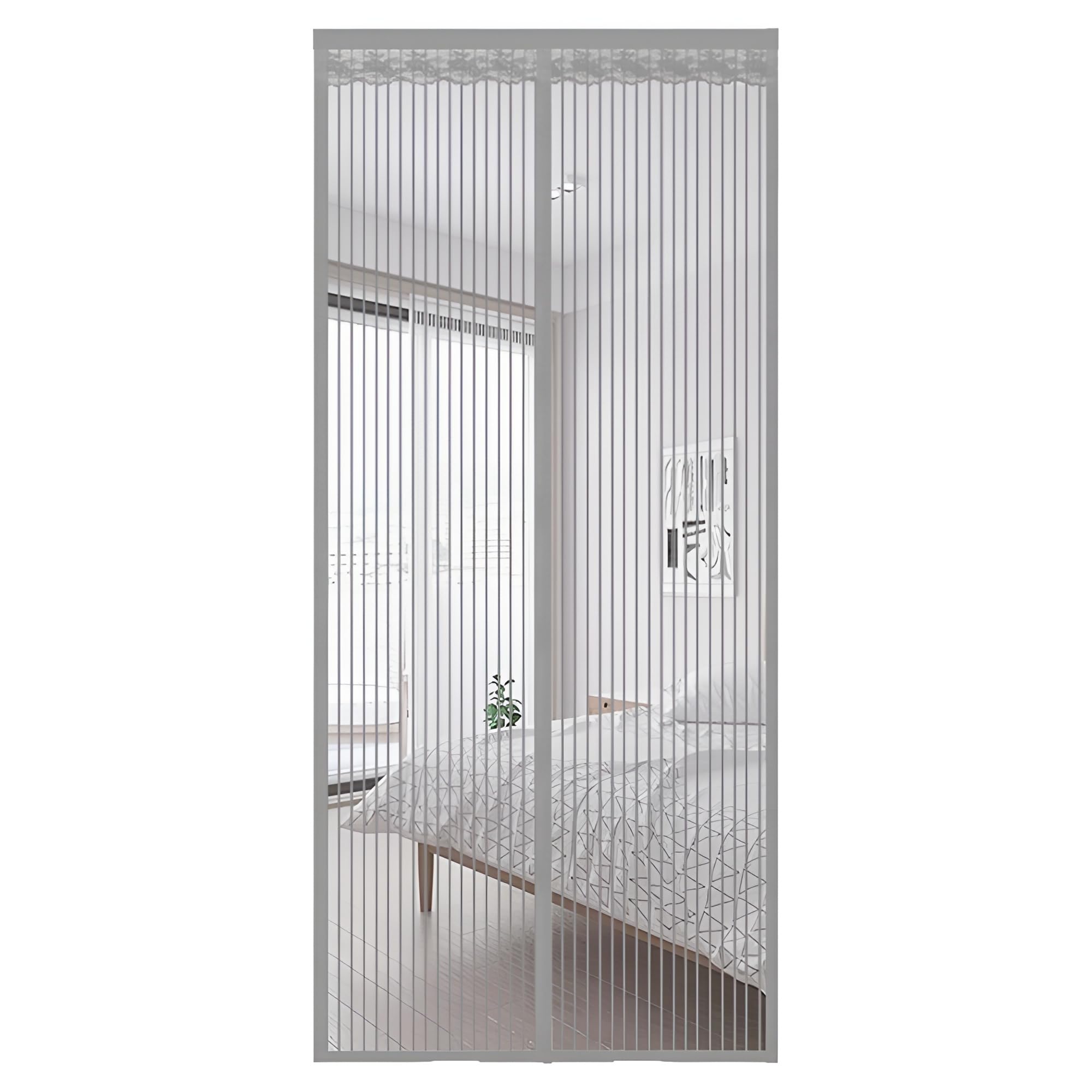 BonKaso Magnetic Mosquito Curtain | Insects Door-Balcony Mesh | Window Protector Net | 220 X 110 X 1 CM | Gray (7.2 X 3.6 X 0.03 Feet)-image-14
