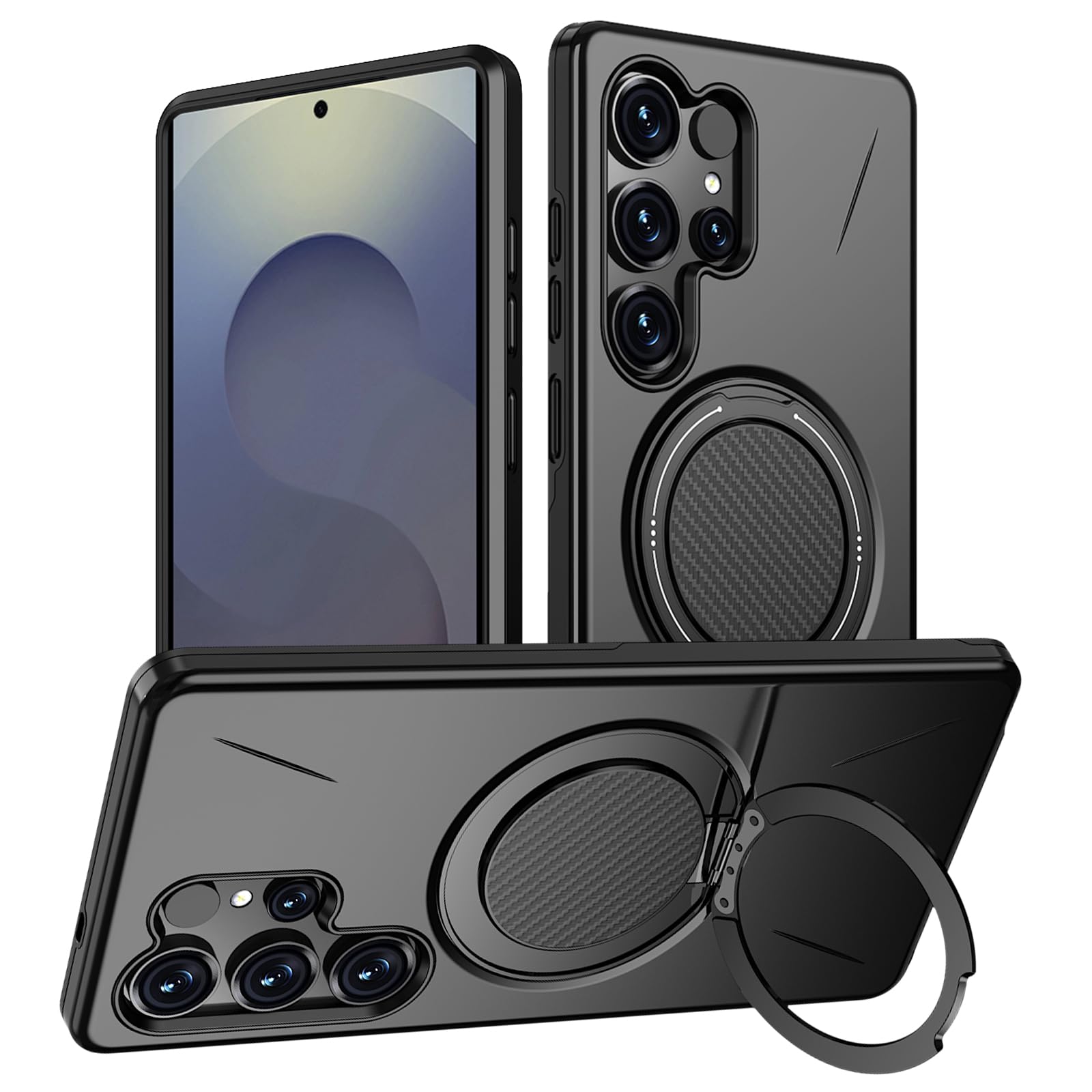 Vanki für Samsung Galaxy S25 Ultra Hülle Kompatibel mit Mag-Safe Samsung S25 Ultra Handyhülle Magnetisch Mit 360 Grad Ring Ständer S25U Schutzhülle aus Flexiblem TPU und PC Doppelschutz (Schwarz)