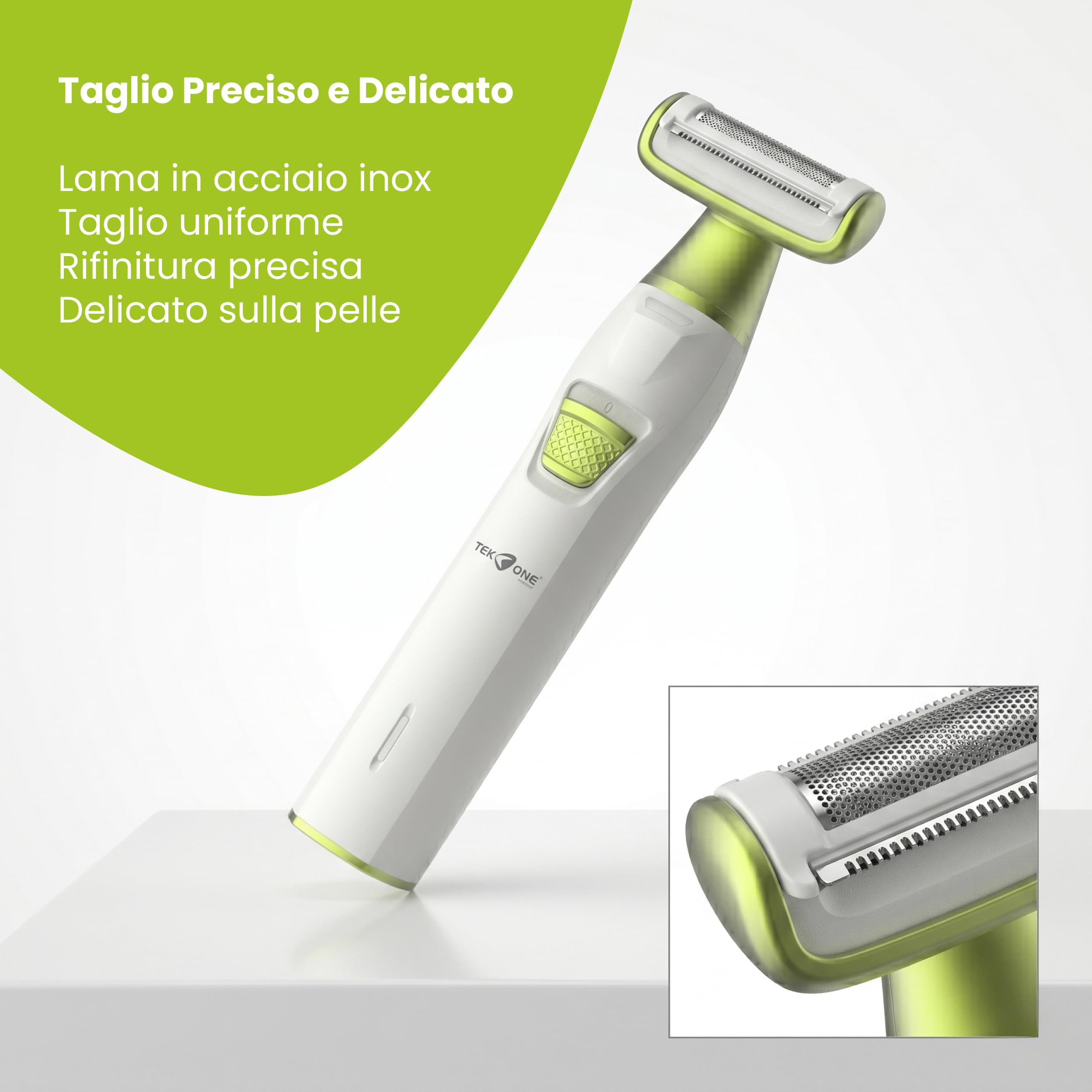 Rasoio Elettrico Corpo Donna Uomo con Luce LED | Ricaricabile USB Cordless | Testina Flottante di Precisione | Per Ascelle Gambe Bikini e Corpo | 90 Minuti di Autonomia