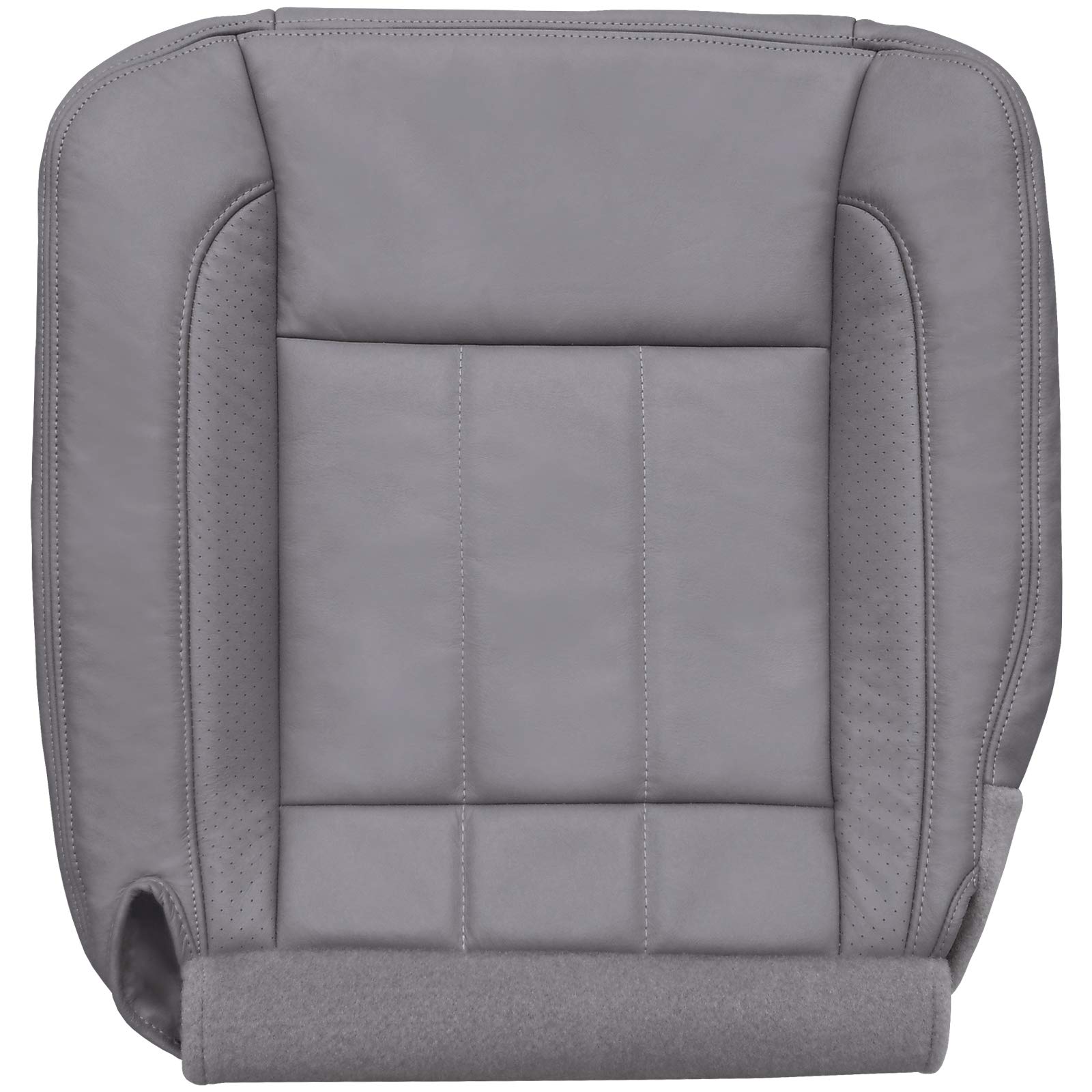 The Seat Shop Driver Bottom Perforated Leather Seat Cover (P1 with Flap) - Medium Slate Gray Leather (Compatible with 2006-2008 Dodge Ram Laramie and 2009 Laramie 2500/3500 only)