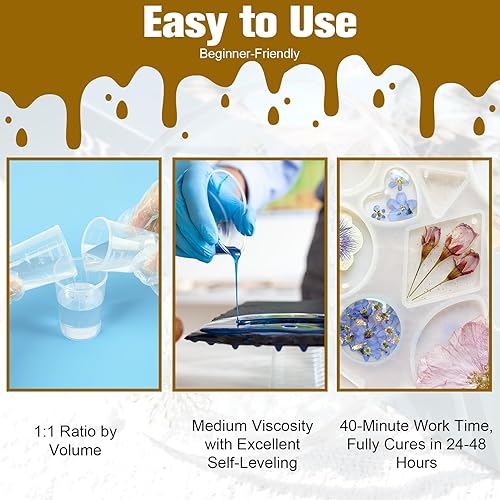 Miniatura 10 de Teexpert Resina epoxi transparente como cristal kit de resina epoxi de 64 onzas, curado rápido, resistente al calor, para fundición, arte,