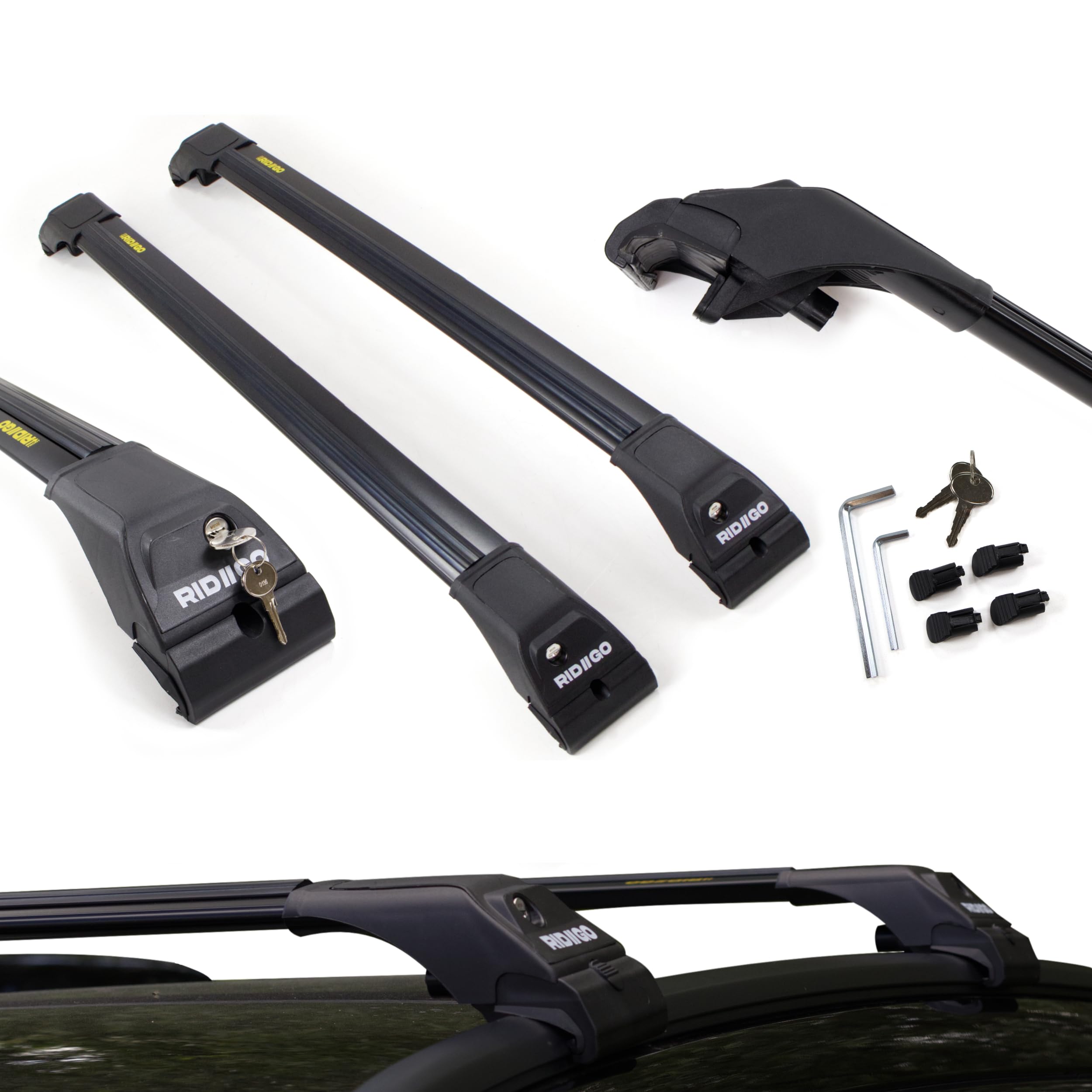 RIDIGO AERO Dachträger für Skoda Kodiaq 2 II ab 2024 | Aluminium, 75 kg Tragkraft, geschlossene Dachreling, Schwarz