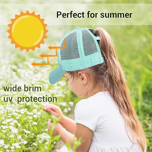 Miniatura 4 de Gorra de béisbol con purpurina para niñas, sombrero cruzado para niña, gorra de cola de caballo alta para niña, gorra de camionero con cola de