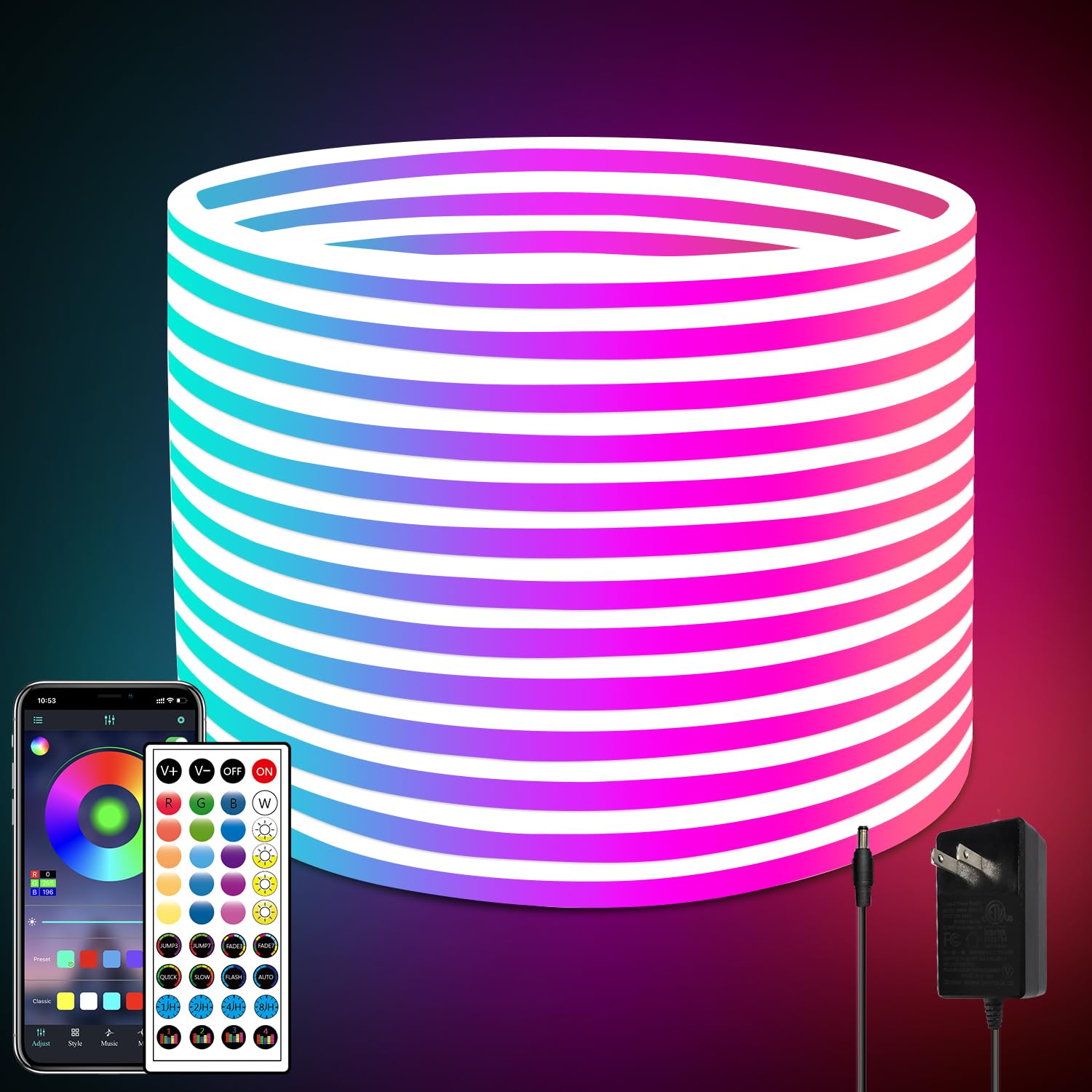 segrass 66ft Waterproof LED Strip Lights with Remote,Color Changing Music Sync App Control LED Lights for Bedroom, Living Room, Dorms, Room Décor — image 1
