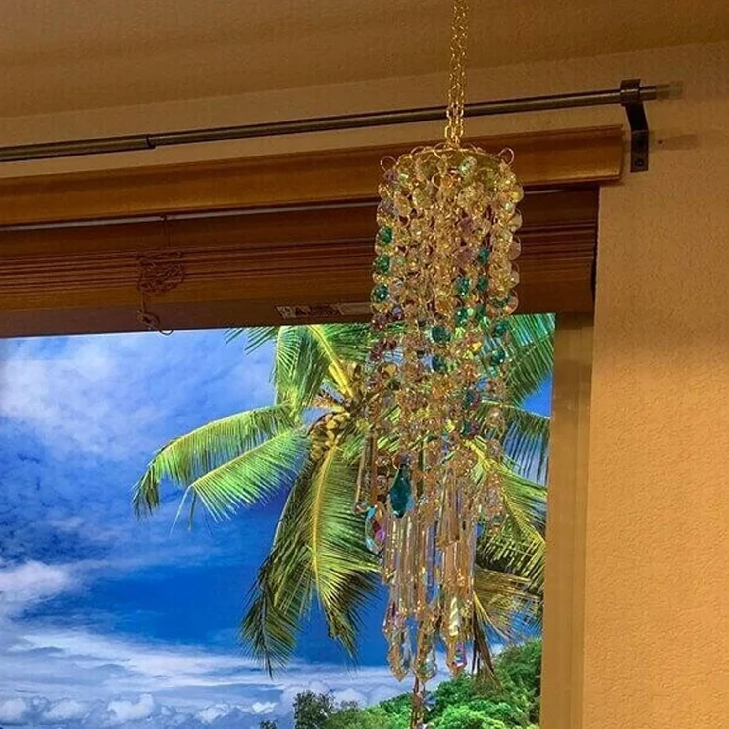 Acchiappasole in cristallo Acchiappasole per appendere l'albero della va Pendenti a vento Prismi in vetro sospesi Campanelli eolici per la decorazione del giardino esterno  15
