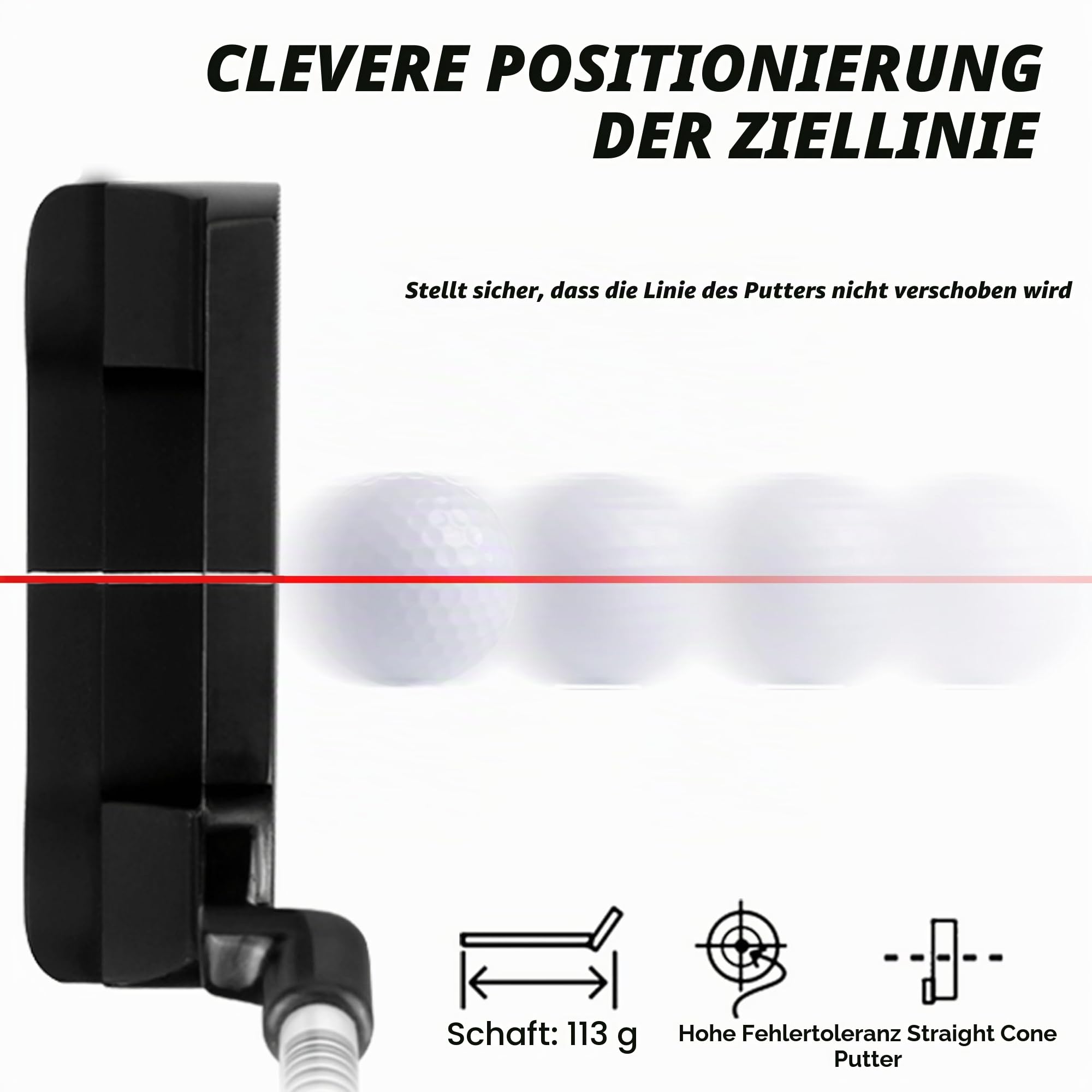PGM Golfschläger-Putter - Herren Linkshänder - 950 Stahlschaft mit Edelstahlkopf - Easy Flop Shots