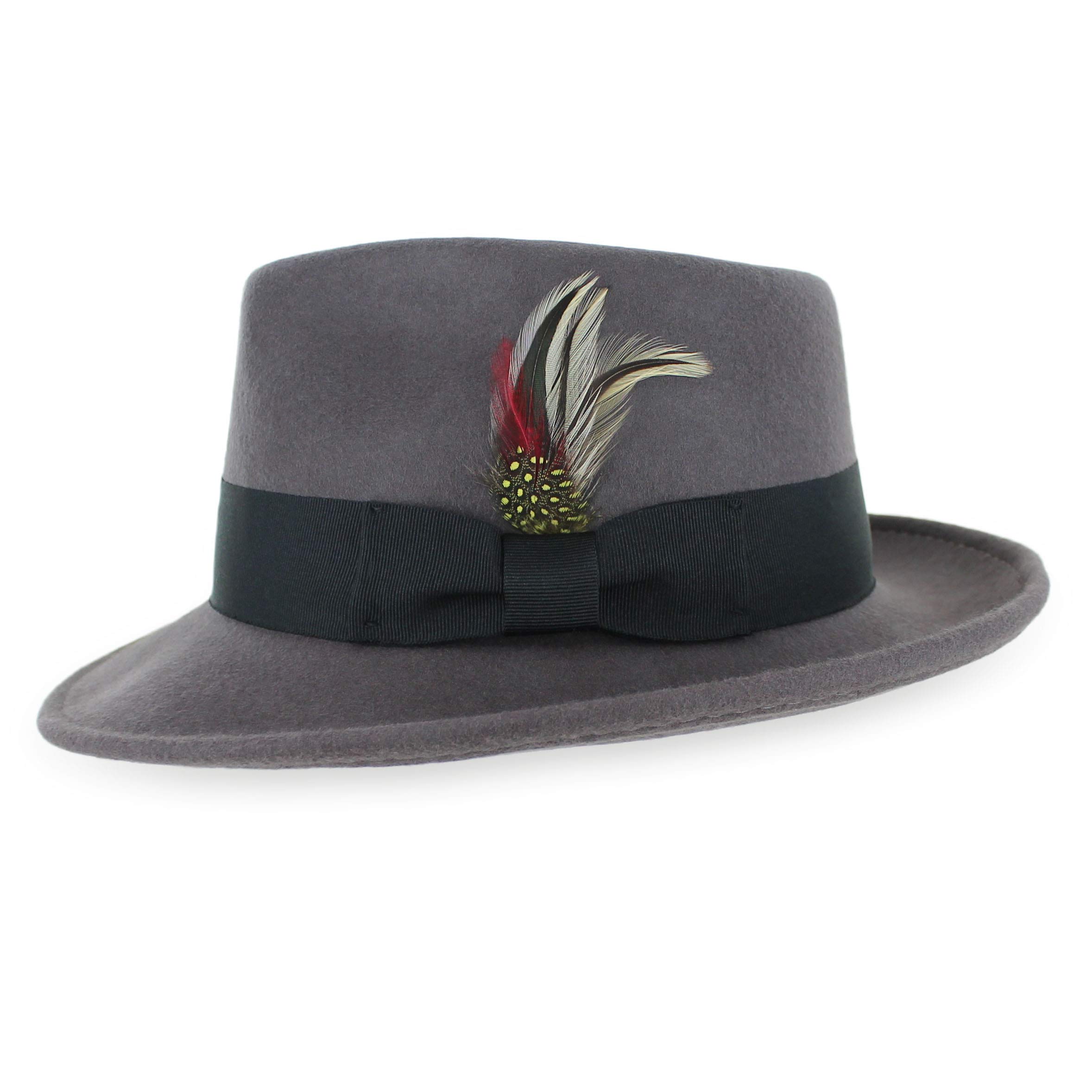 Belfry Gangster 100% Wool Stain Resistant Crushable Dress Fedora in Black Grey Navy Brown Pecan