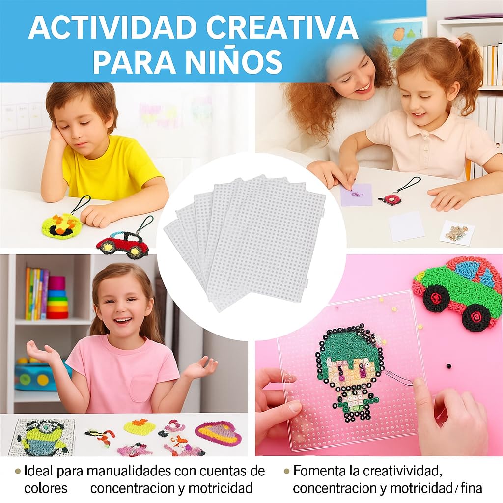12 Placas cuadradas transparentes Juego de Cuentas Beads - 14.5 x 14.5 cm 2 Pinzas,Papel de Planchado, Libro Hama 90 patrones Transparente placa interconectable