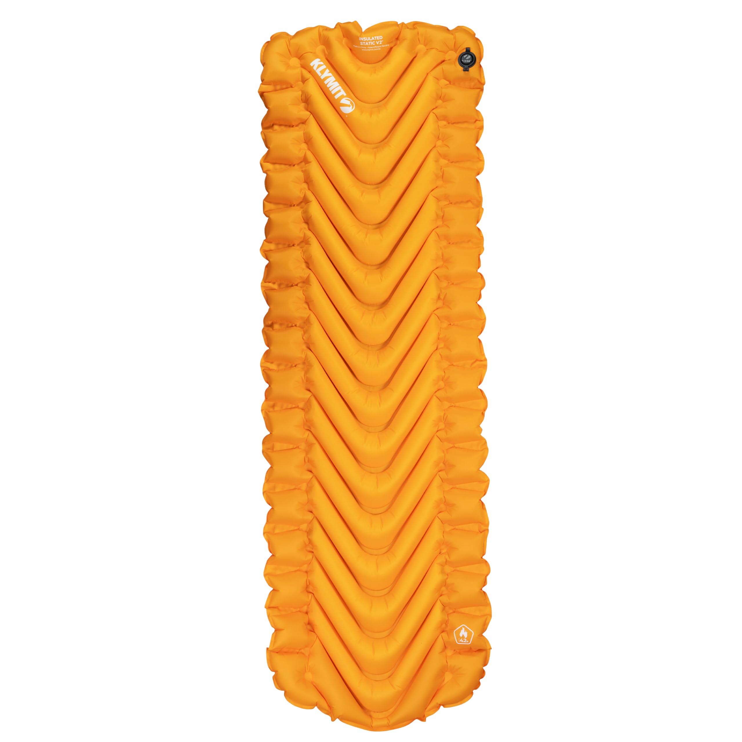Klymit Matelas de Couchage Gonflable isolé Statique V2 | Confort amélioré | Portable, Ultra léger, Facile à gonfler, lit Gonflable Pliable pour Camping, randonnée et randonnée – Safran