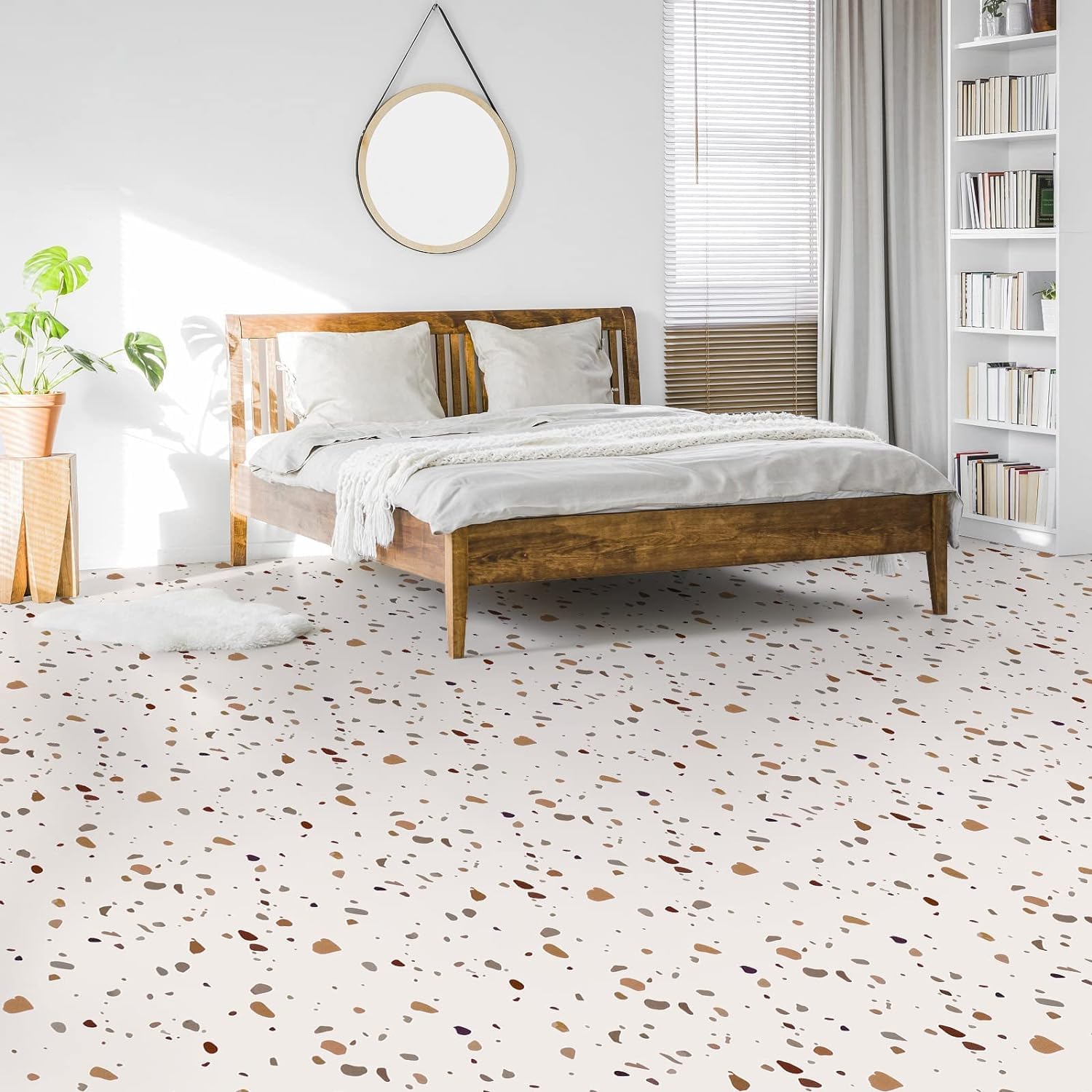 Adhesivos de piso Peel & Stick, vinilo autoadhesivo para revestimientos de cocina, baño, lavandería, ducha y más, impermeable, 11.8x11.8 pulgadas, 10 unidades (blanco cálido)