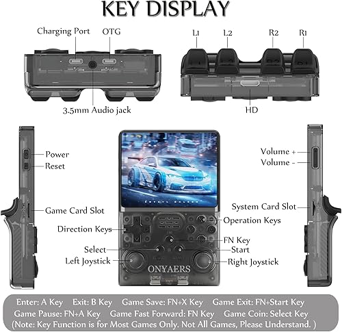 Miniatura 4 de R40S Pro Consola de juegos portátil  Mini consola de juegos retro portátil integrada 30,000 videojuegos HD  Pantalla IPS de 3.5 pulgadas  Más de 20