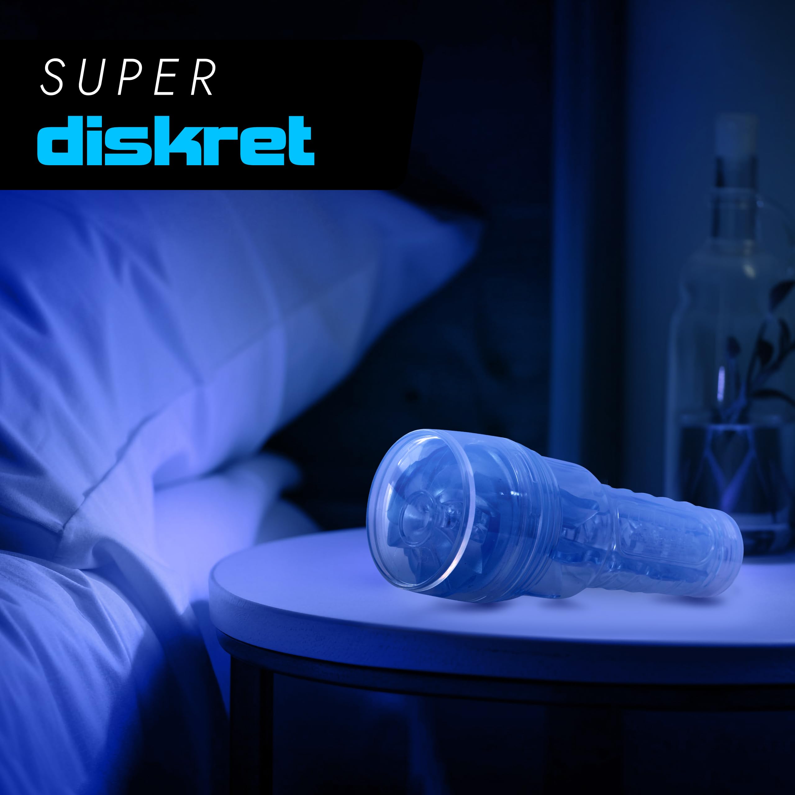 Fleshlight Turbo Thrust Blue Ice - masturbatore SuperSkin discreto, sex toy estremamente realistico