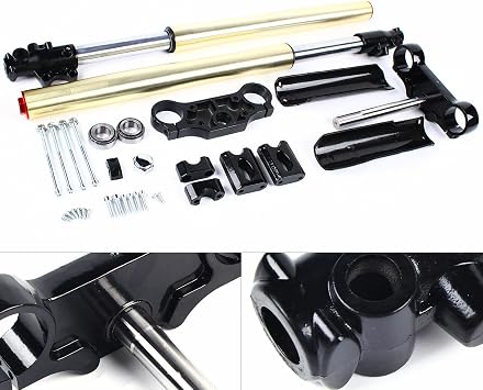 Front Forks Shock 29" 45/48mm Upside Down Front Fork Suspension Shocks Absorber With Triple Tree Handlebar Riser Clamp For 110V 125CC Pit Dirt Bike