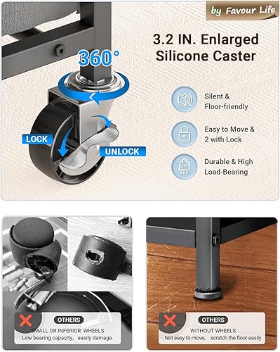Miniatura 5 de Dumbbell Rack, Adjustable 4-Tier Weight Rack Movable, Home Gym Organizer Up to 405 lb with Lockable Casters & Hooks, Workout Equipment Storage for