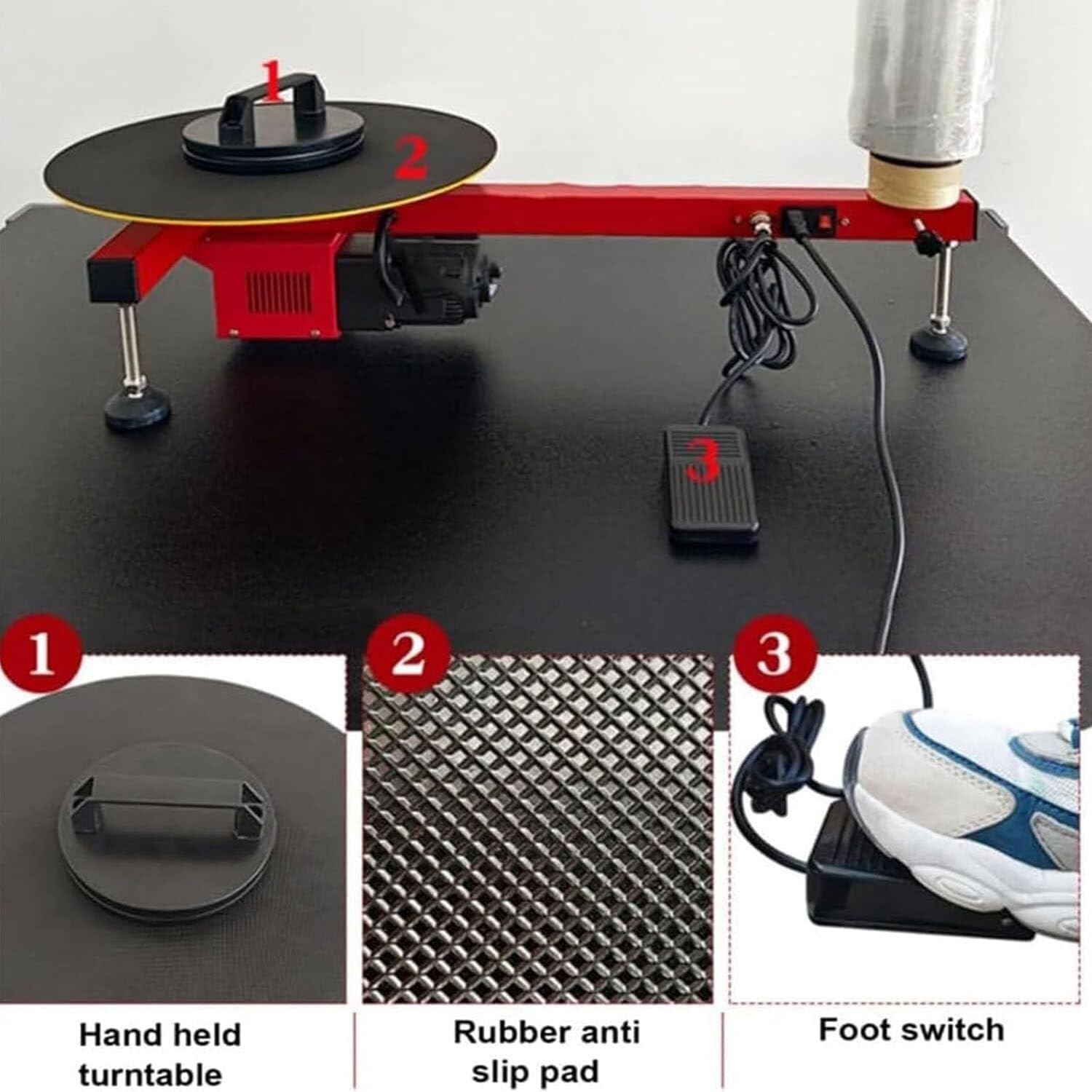 Elektrische Stretchfolien-Wickelbank, robuste Spendermaschine, Palettenbox-Wickeltisch für 30,5–71,1 cm