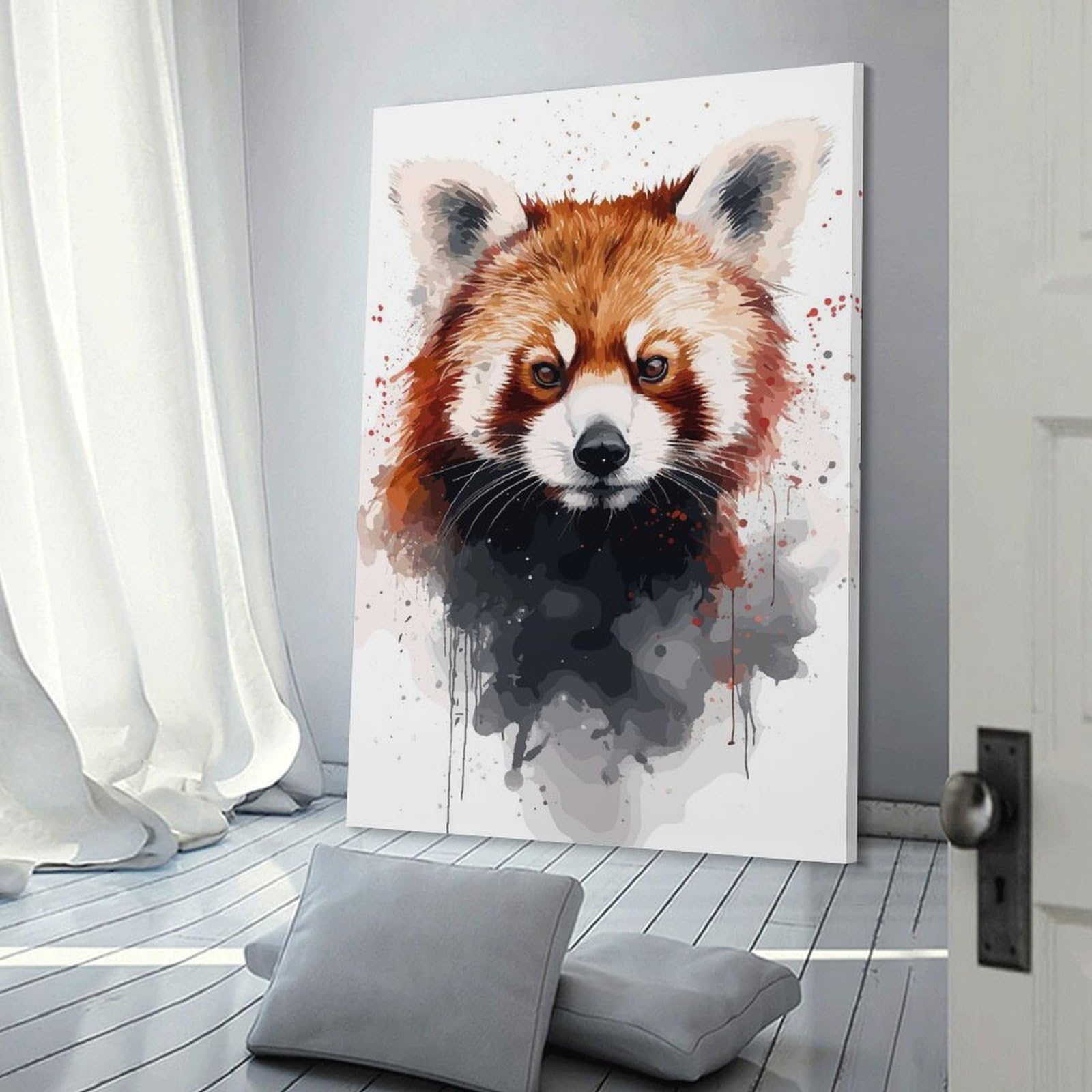 Junmoney Red Panda Watercolor Portrait Wall Art Print 20x30inch(50x75cm), for Corridors, Hallways Or Apartment Entries, Wall Decor to Refresh Empty Corners