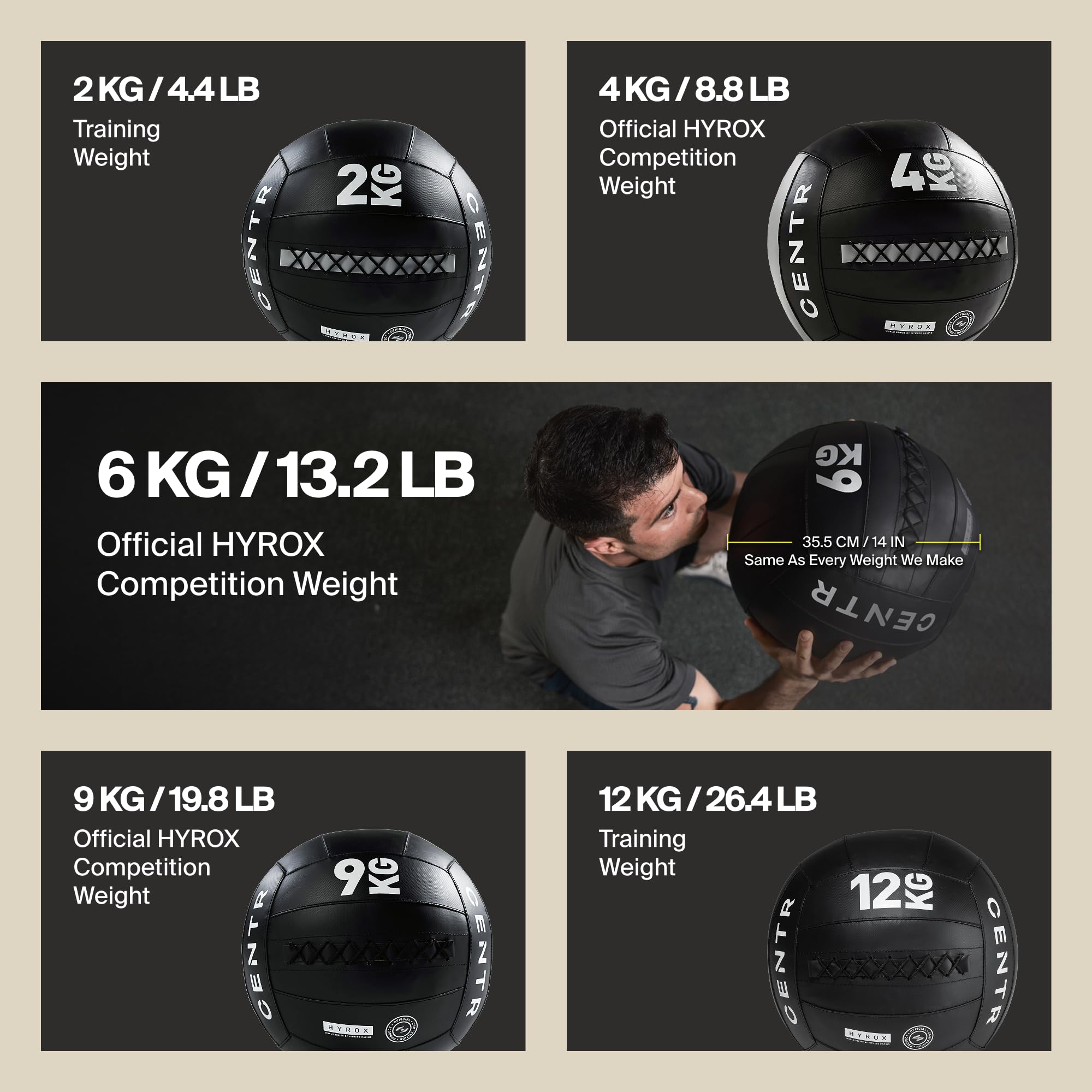 Amazon | CENTR x HYROX 公式競技器具 Competition Wall Ball 4kg