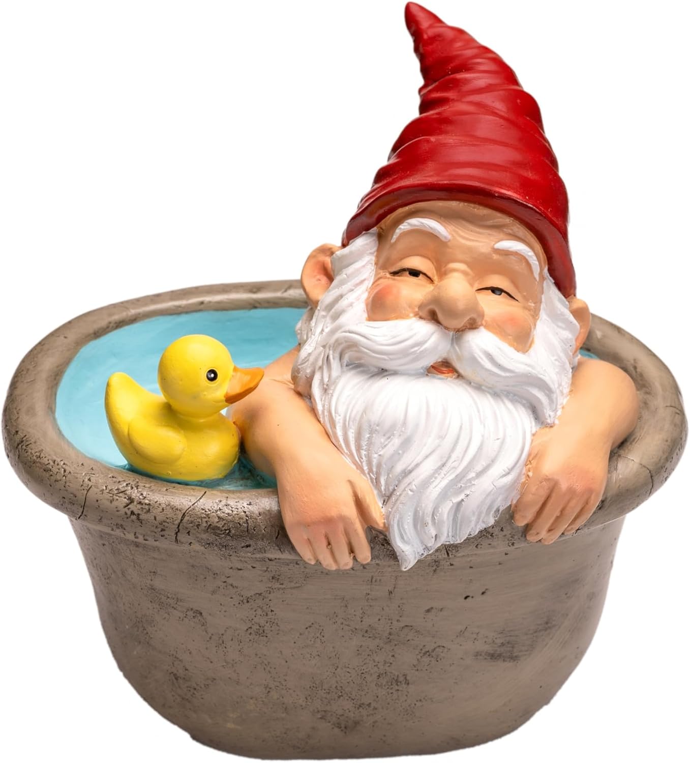 Funny Garden Gnome Statue - Relaxing Gnome in Bathtub with Rubber Duck - Whimsical Indoor Outdoor Decor for Patio, Lawn, or Zen Bathroom - Hand-Painted, Weather-Resistant Polyresin Yard Art