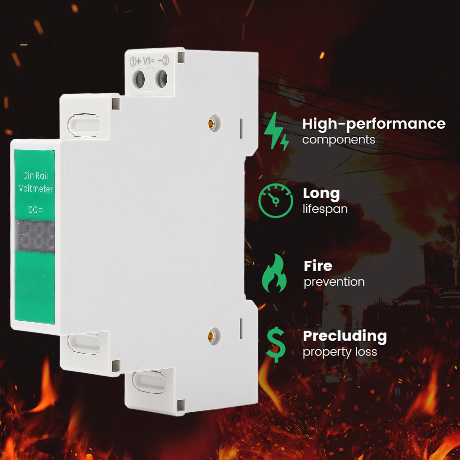 DC Voltage Meter LED Digital Display, Switching Output DIN Rail Mount Voltmeter, Electrical Instrument for 11V?310V Measurement