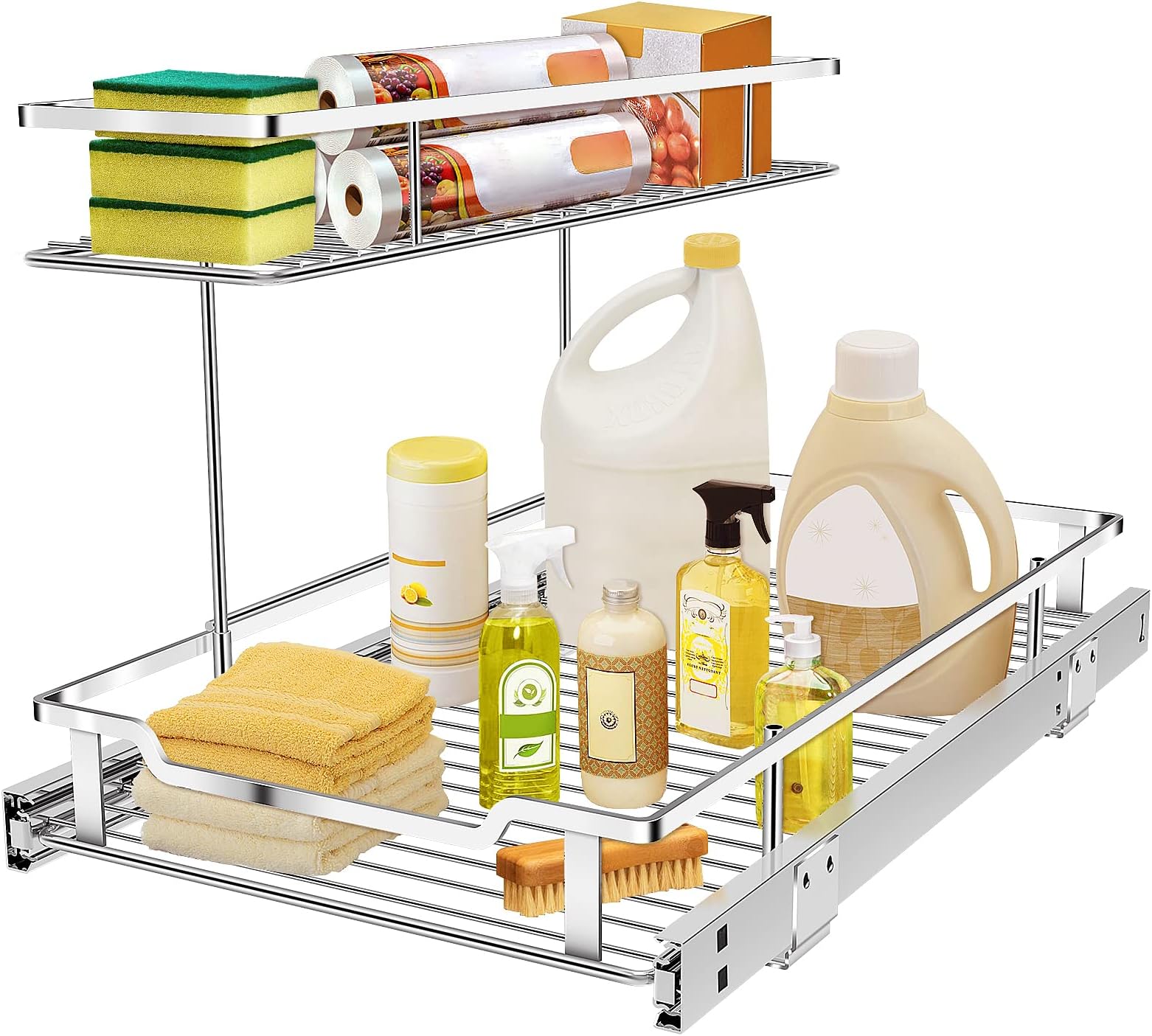 TQVAI Pull Out Organizer, 2 Tier Under Sink Storage
