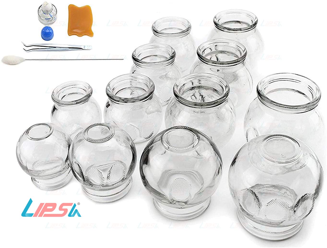 Lipsa Massage Cupping Cup Therapy set | 16 Glass Cups for Acupuncture Cupping Sets Chinese Medical Magnetic Acupuncture Vacuum Cupping Set Professional Cupping Kit 1