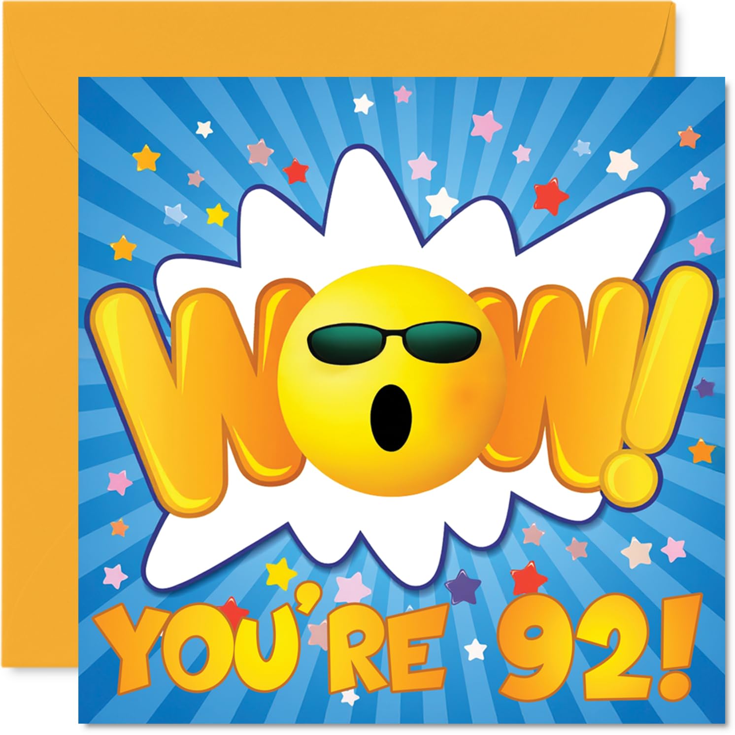 92nd Birthday Cards for Men Women - WOW - Happy Birthday Card for 92 Year Old Man Woman Wife Husband Uncle Auntie, 145mm Bday Greeting Cards