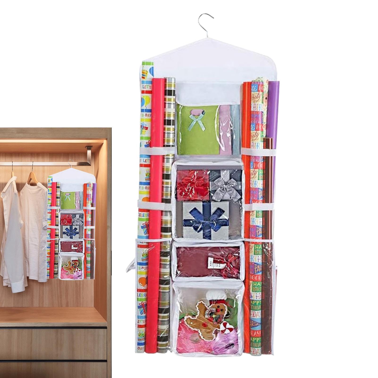 Aufbewahrung von Geschenkpapier: Praktischer Organizer zum Aufhängen an beiden Seiten
