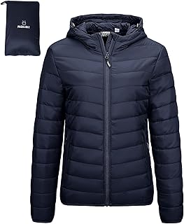 Women's Winter Lightweight Puffer Jacket with Hood, Warm, Short, Packabl...