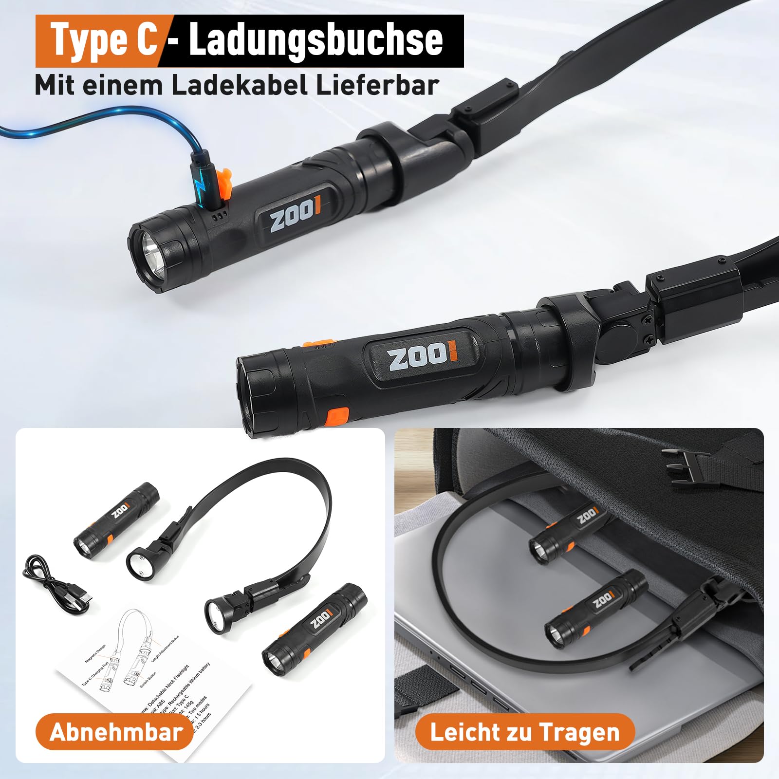 ZOOI Geschenke für Männer, Abnehmbare Magnetische Leselampe Halslampe, Geburtstagsgeschenk Gadgets für Männer Geschenke, Papa Geschenk Nackenlampe Camping Gadgets Jahrestag Geschenk für Ihn
