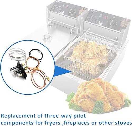 Miniatura 3 de 10002264 - Conjunto piloto de propano y gas natural de 3 vías, compatible con HHT, Majestic Monessen Temco Vermont Castings estufas de gas y