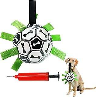 Cdipesp Dog Soccer Ball Indestructible for Tug of War Dog Yard Toys Herding Ball for Dogs Bone Pattern Interactive Toys for Dogs(Black) (Bone)