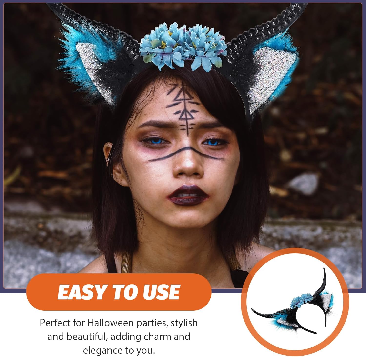 Horn Buckle Headband 14.56 Inch Durable Solid Metal Accessory for Costumes Halloween Cosplay Animal Horns Hair Hoop for Women - Image 8