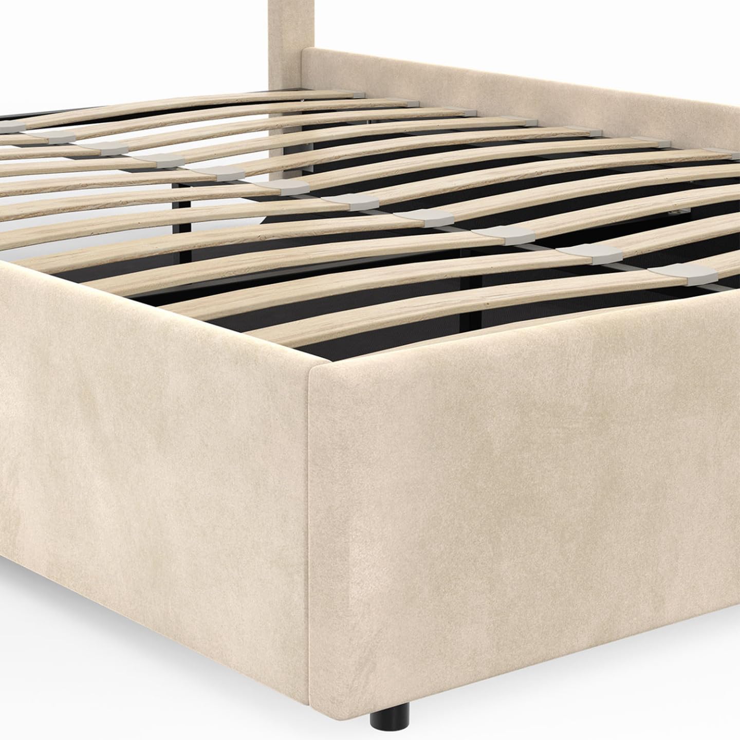 IDMarket - Lit Coffre Double NOELIE 140 x 190 cm Velours Beige