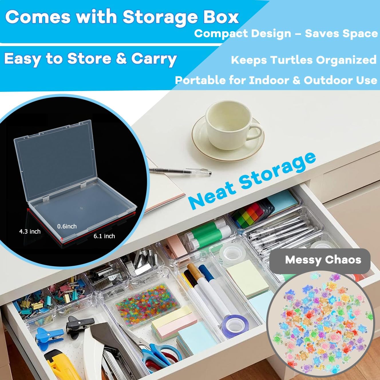 500Pcs Mini Resin Animals Set – Tiny Turtle Glow in the Dark Figurines with 2 B7000 Glue for Crafts DIY Projects Party Favors Fairy Garden Decor Activities Gifts - Plastic Turtles for Crafters - Image 6